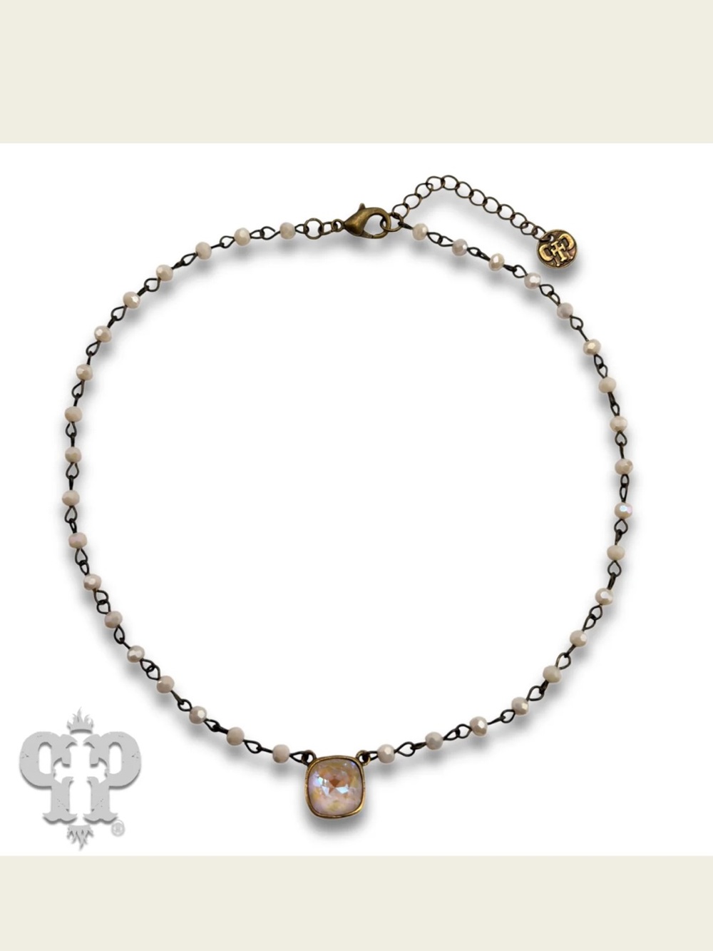 EUC Pink Panache Austrian square crystal linked bead necklace, 12mm